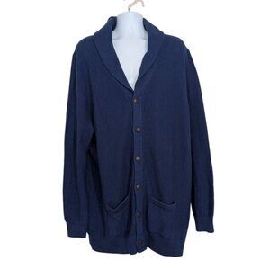 Oak Hill Shawl Collar Cardigan Mens Size 3XLT Blue 100% Cotton Textured Sweater